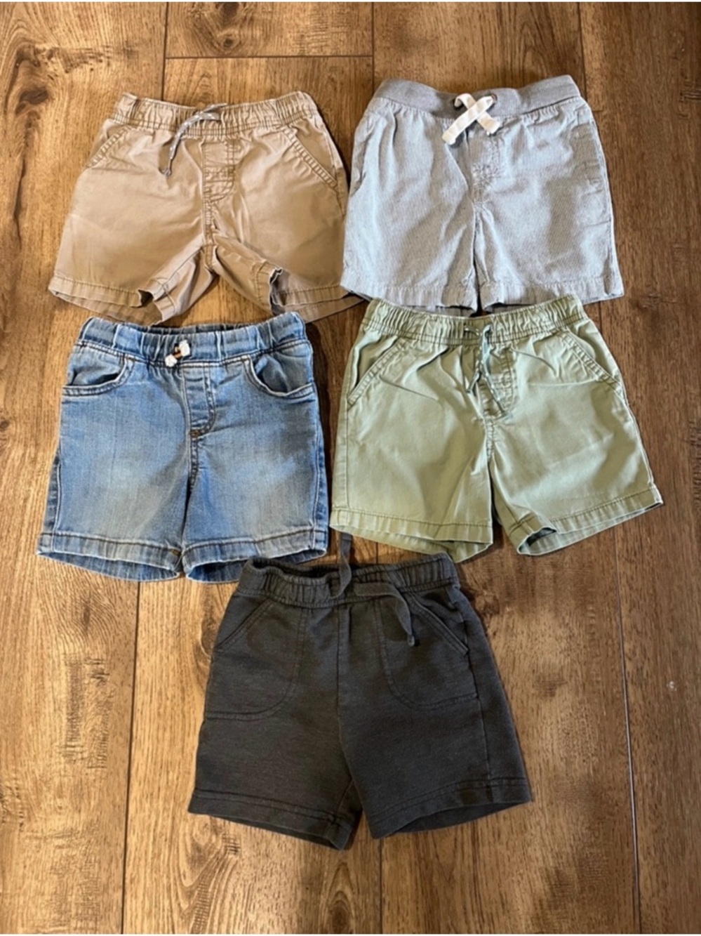 Cat & Jack Kids Shorts Pack — Green, Black, Gray, Blue, Tan